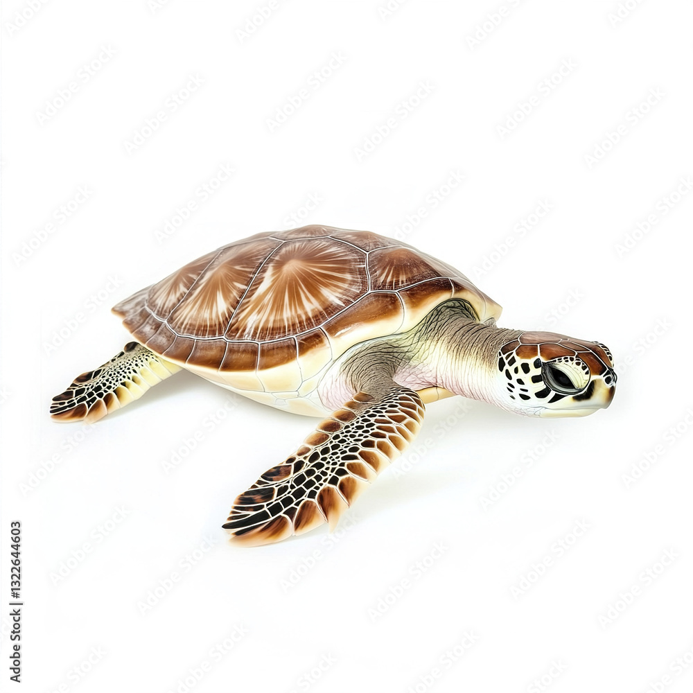Obraz premium turtle is isolated on white background, showcasing its detailed shell