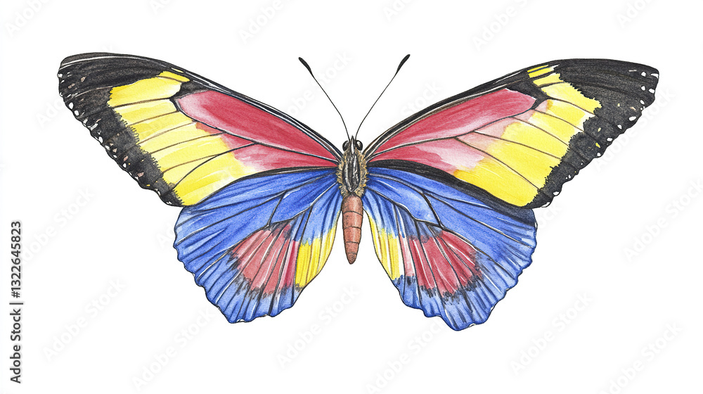 Obraz premium Colorful watercolor butterfly with vibrant wings