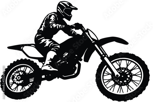 motocross riders Black and White Vector Illustration