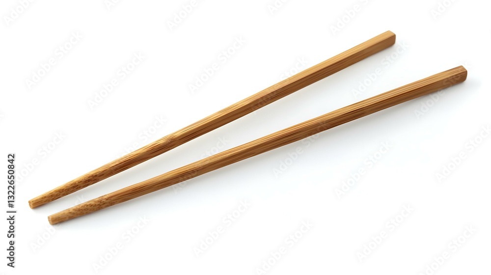 Top view of wooden chopsticks isolated on white Top view of wooden chopsticks isolated on white