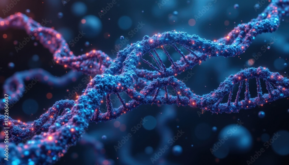 A visually stunning 3D illustration showcasing a complex network of nano molecules, biotechnology, and genetic modifications A visually stunning 3D illustration showcasing a complex network of nano molecules, biotechnology, and genetic modifications
