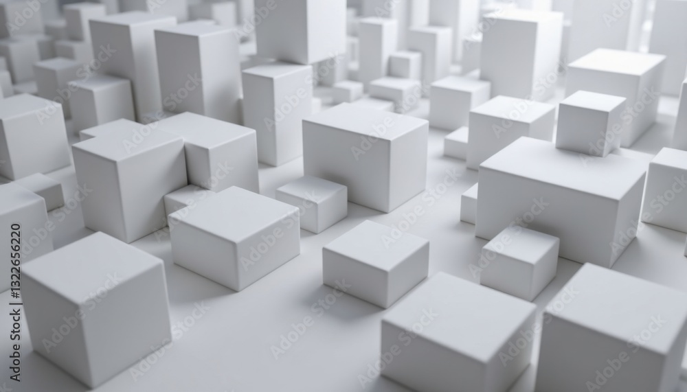 The abstract 3D rendering features a sleek and modern background comprised of a series of cubes arranged in a minimalistic geometric design The abstract 3D rendering features a sleek and modern background comprised of a series of cubes arranged in a minimalistic geometric design