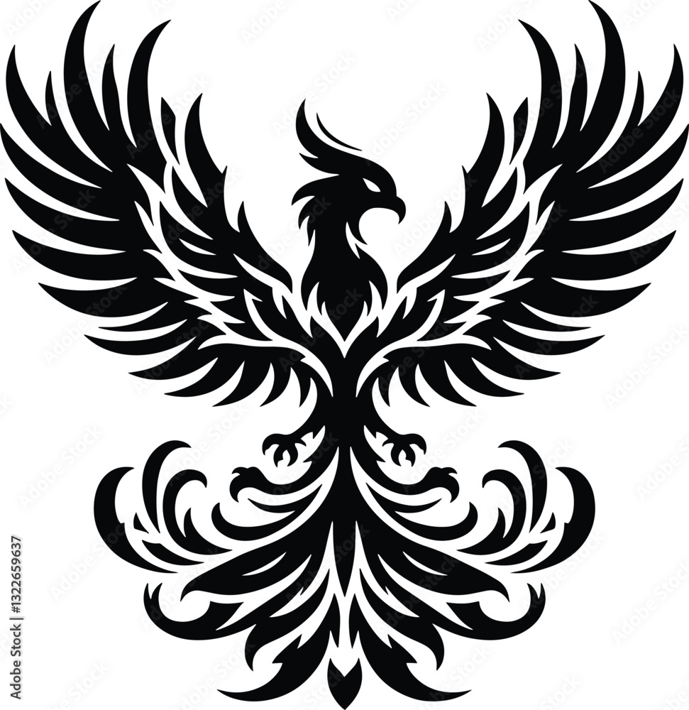 Phoenix bird silhouette, Tribal Phoenix bird Tattoo, Design, art Phoenix bird silhouette, Tribal Phoenix bird Tattoo, Design, art