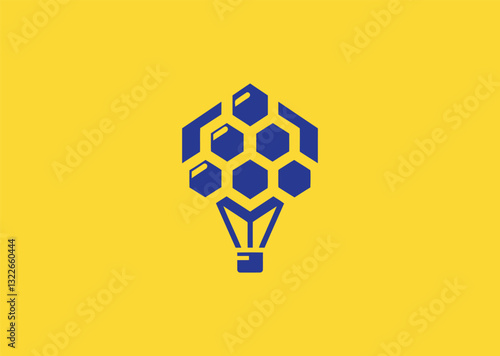 Hexagonal Hot Air Balloon Logo – A unique hot air balloon with a hexagonal structure, symbolizing adventure, creativity, and elevation.