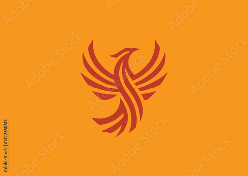 Geometric Phoenix Logo – A rising phoenix with geometric elements, symbolizing rebirth, power, and resilience.