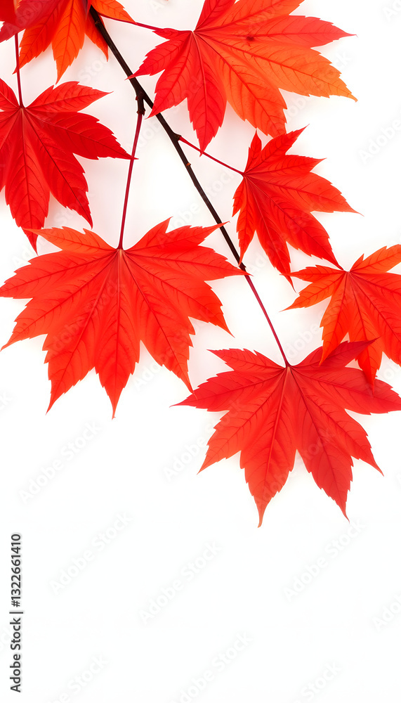 Red maple leaves isolated on white background for seasonal concepts with fall leaves, vintage. with white shades Red maple leaves isolated on white background for seasonal concepts with fall leaves, vintage. with white shades