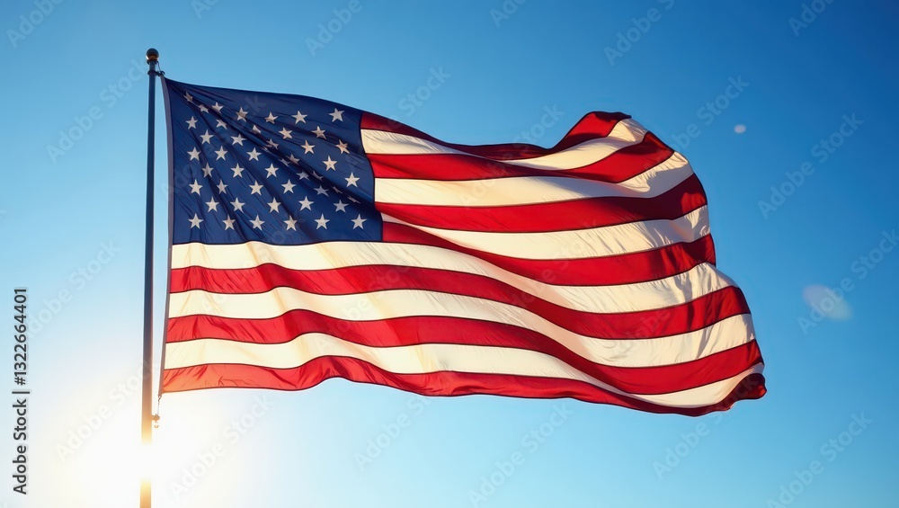 Fototapeta premium american flag waving in the wind