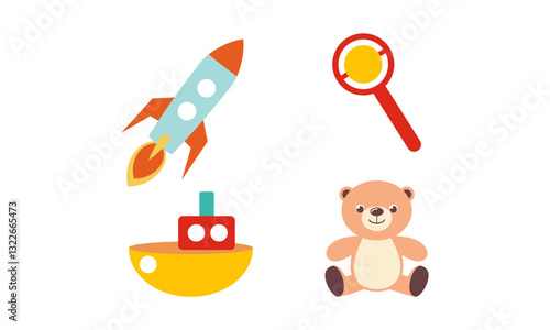 Toys logo for fun children vector