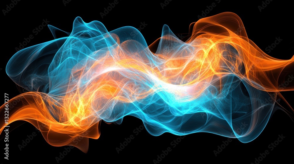 Fototapeta premium Abstract swirling blue and orange energy.