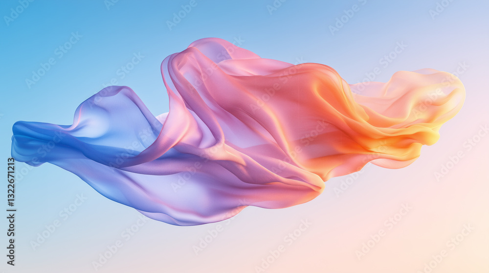 Colorful wisps of fabric dance against a clear sky at dusk creating a serene and dreamy atmosphere Colorful wisps of fabric dance against a clear sky at dusk creating a serene and dreamy atmosphere