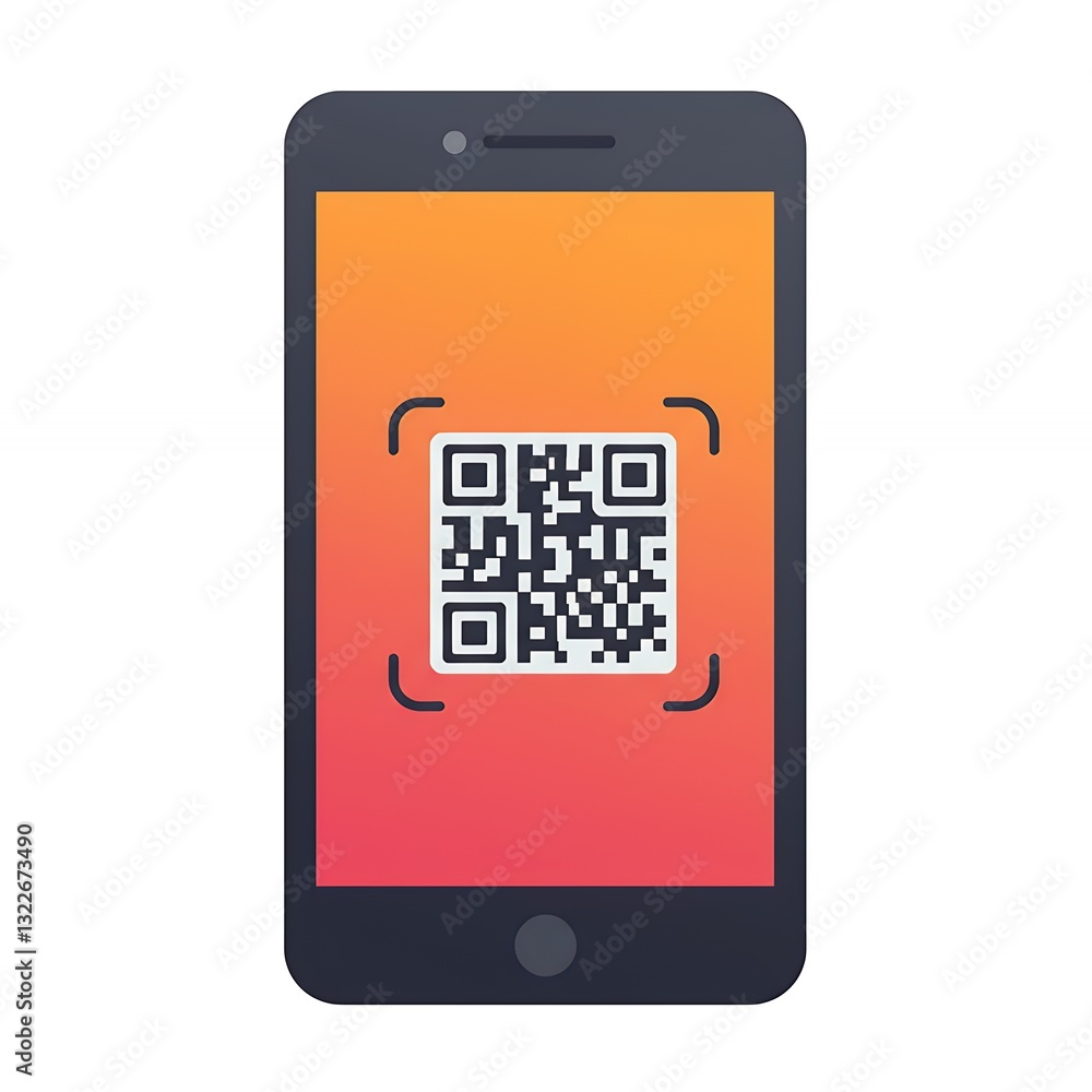 Scanning qr code on smartphone with colorful gradient background Scanning qr code on smartphone with colorful gradient background