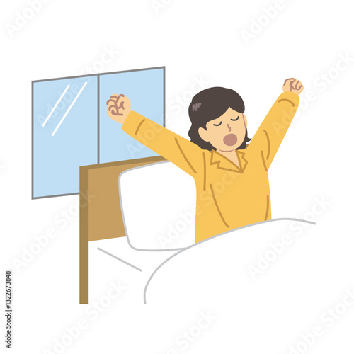 寝起きの女性イラスト