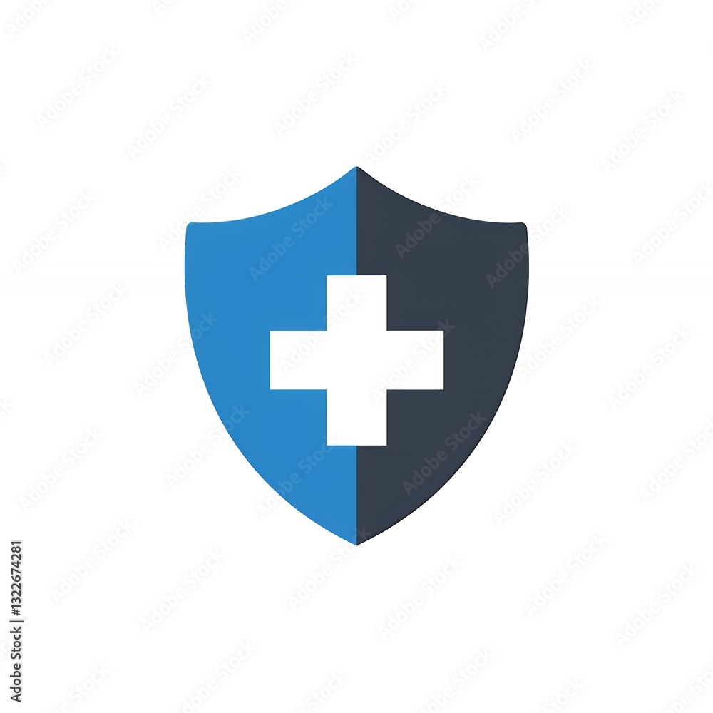 Medical Security Shield with Plus Symbol Protection and Safety Concept Medical Security Shield with Plus Symbol Protection and Safety Concept