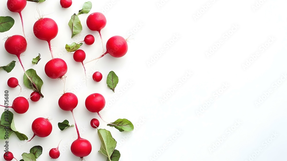 Obraz premium 白い背景に分離されたラディッシュのストックフォト