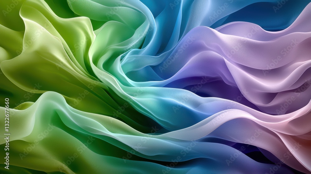 Obraz premium A series of interconnected swirling patterns in varying shades of blue, green, and purple that appear to flow and blend seamlessly together, resembling a swirling river of organic shapes and forms.
