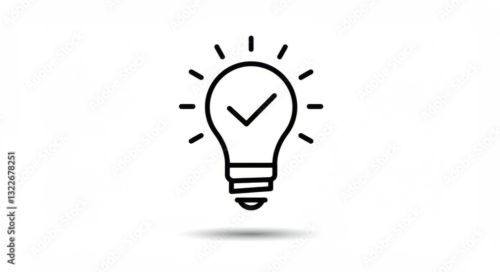 Lightbulb Icon with a Checkmark Inside Lightbulb Icon with a Checkmark Inside