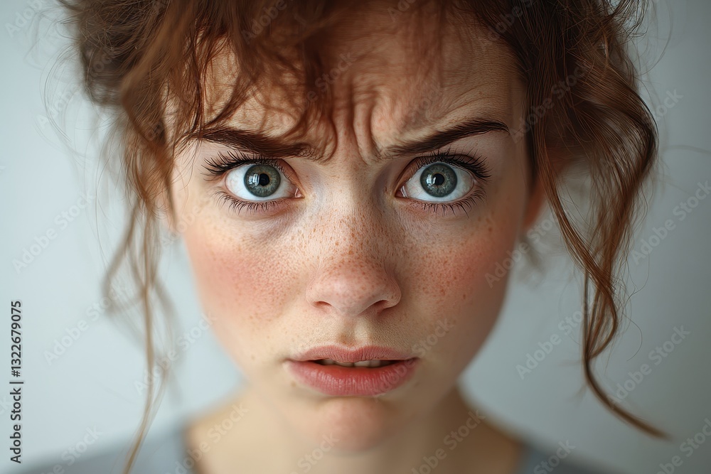 Portrait of a young man with curly hair and vibrant blue eyes against a colorful backdrop, expressing a serious emotion and captivating gaze Portrait of a young man with curly hair and vibrant blue eyes against a colorful backdrop, expressing a serious emotion and captivating gaze