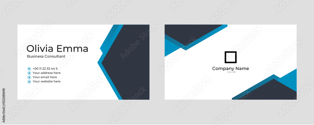 Fototapeta premium Blue geometric business card template