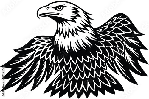 Bald Eagle Silhouette vector style lack and white flat vector