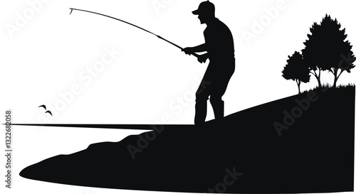 Fishing vector silhouette