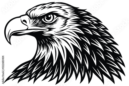 Bald Eagle Silhouette vector style lack and white flat vector art of a bald eagle