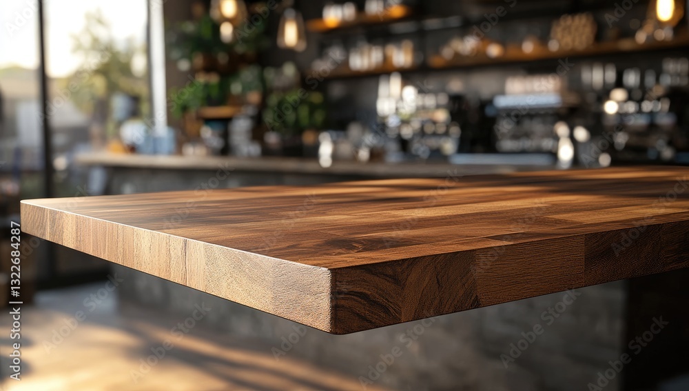 Wooden bar counter in a modern cafe Wooden bar counter in a modern cafe