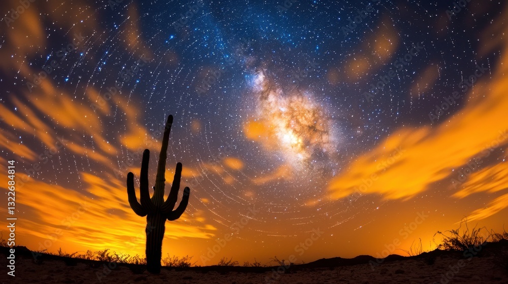 The vast, dark night sky above the desert landscape is a breathtaking spectacle, scattered with countless twinkling stars that form a mesmerizing display The vast, dark night sky above the desert landscape is a breathtaking spectacle, scattered with countless twinkling stars that form a mesmerizing display