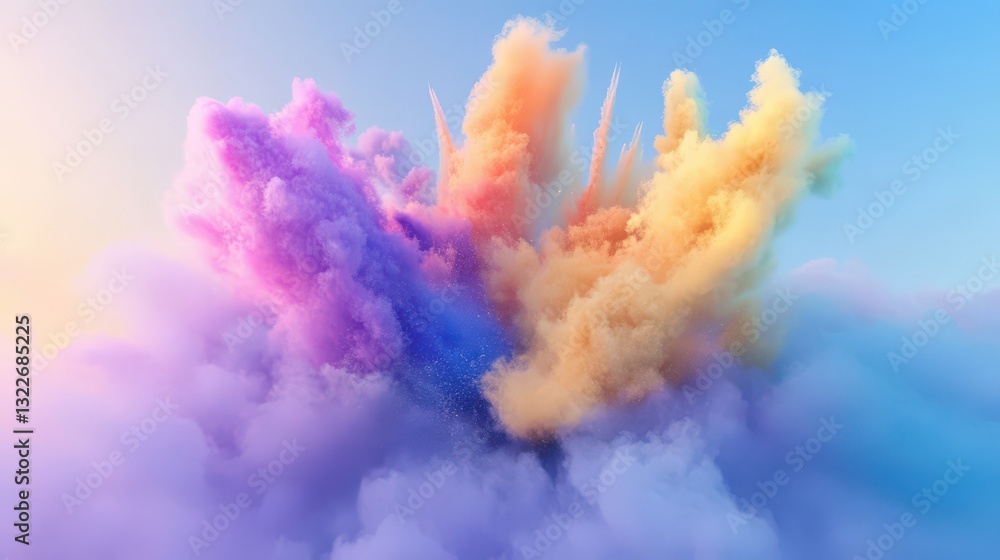 Fototapeta premium Colorful Powder Explosion in Vivid Sky