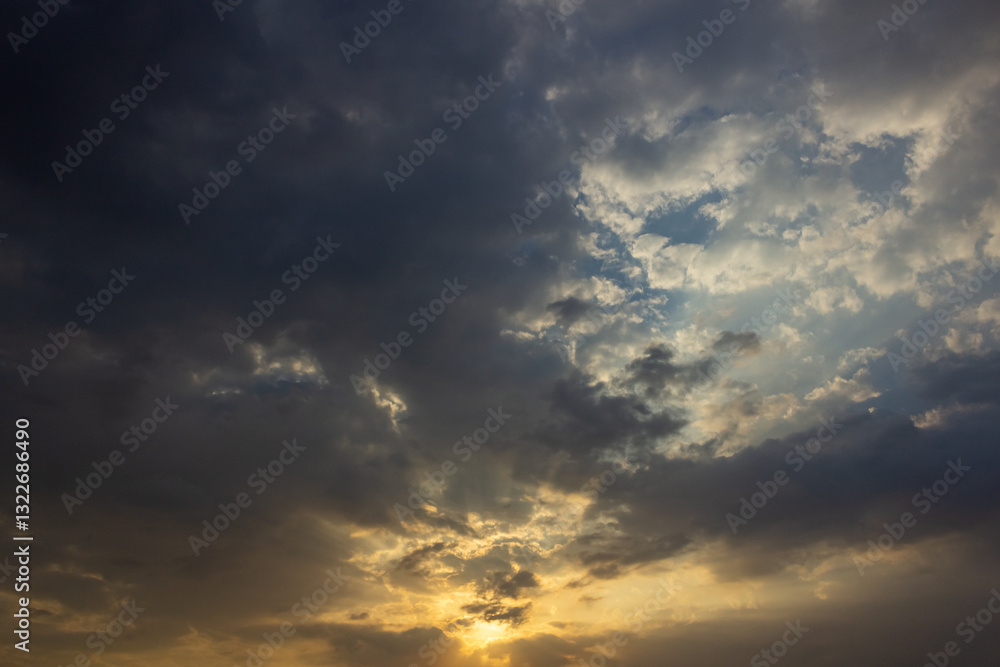 Sunset sky with cloud and sun ray. Sunset sky background. Sunset sky with cloud and sun ray. Sunset sky background.
