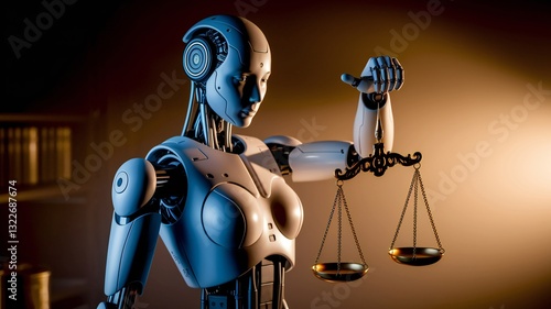 Ai ethics and justice law concept and online technology of legal regulations Controlling artificial intelligence technology is a high risk