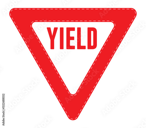 Yield alert sign icon clipart. Road traffic warning signage clip art in inverted triangle for slow down, stop, pause and rest highway signal vector illustration.   
