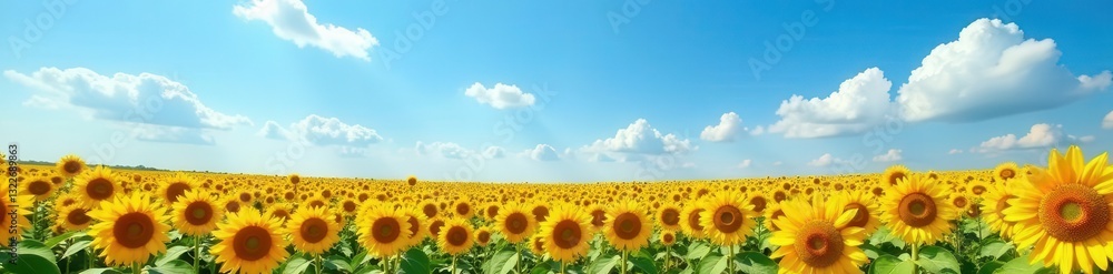 Expansive sunflower field, breathtaking blue sky backdrop, pristine white clouds, high definition , sunny, cloud, countryside Expansive sunflower field, breathtaking blue sky backdrop, pristine white clouds, high definition , sunny, cloud, countryside