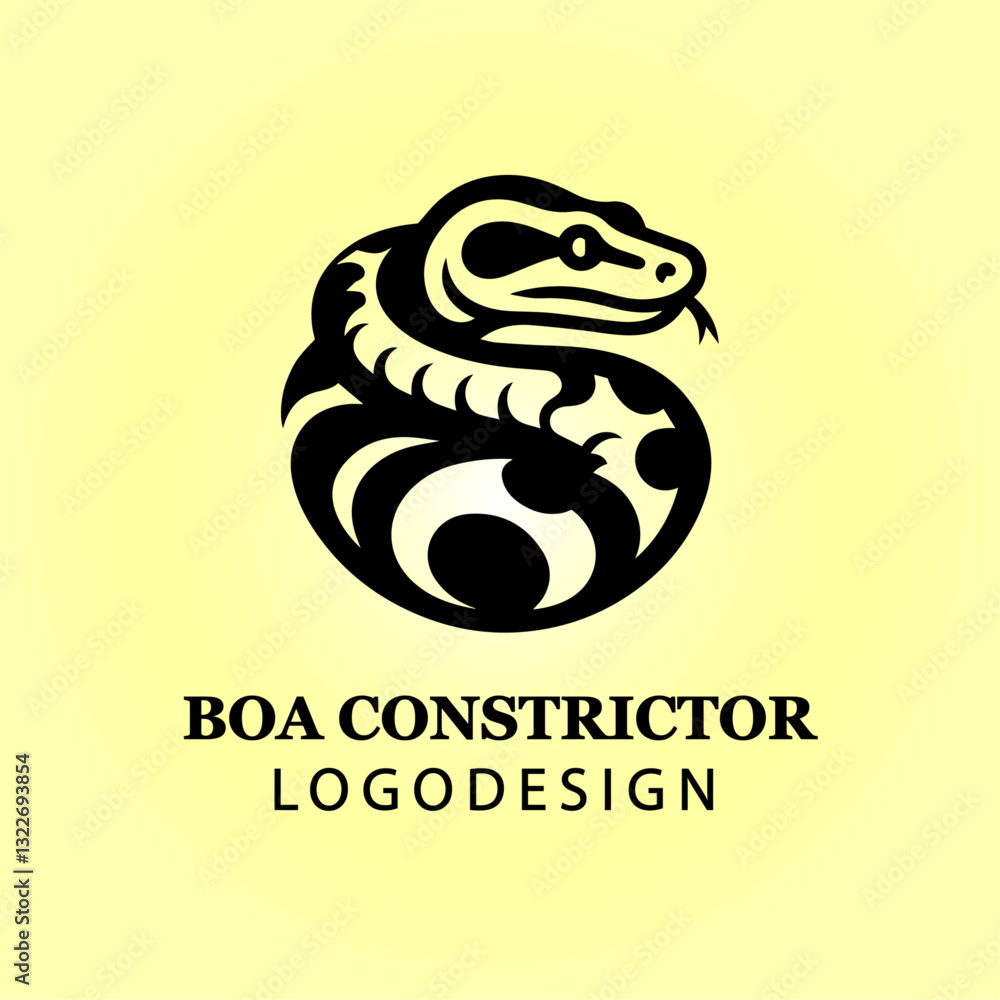 Naklejka premium Boa Constrictor Snake Vector Logo Design in Coiled Position for Branding, Business, Company Identity, Creative Icon, Reptile Symbol, Modern Wildlife Concept