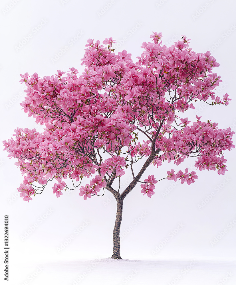 Pink trumpet tree with delicate blossoms isolated on white background Pink trumpet tree with delicate blossoms isolated on white background