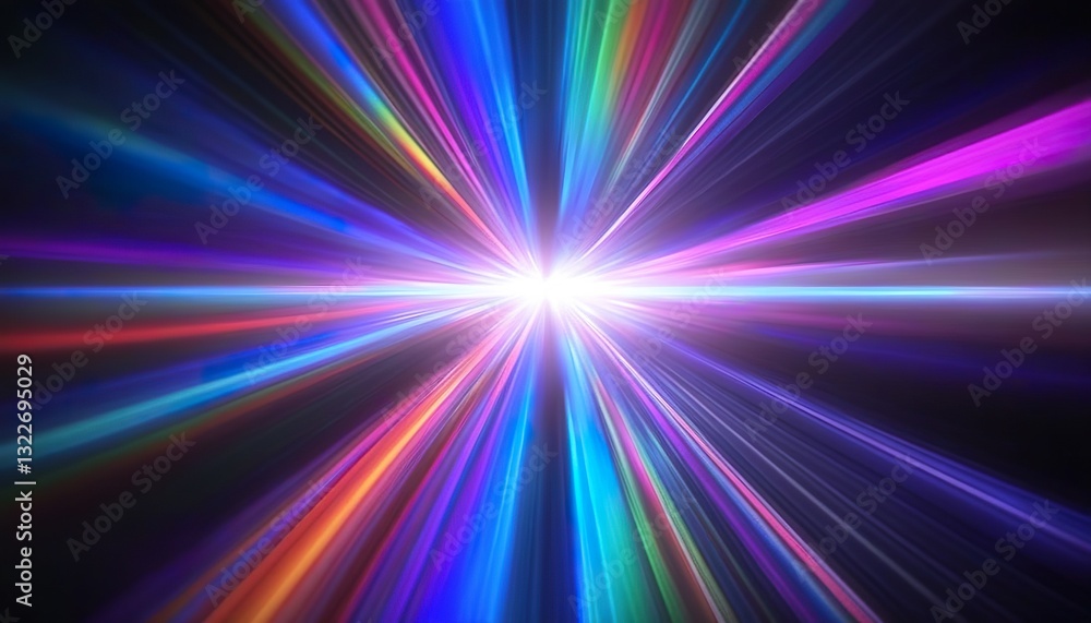 Obraz premium Vibrant Light Rays, Speed, Energy, Neon, Burst, Abstract, Colorful, Star, Galaxy, Motion