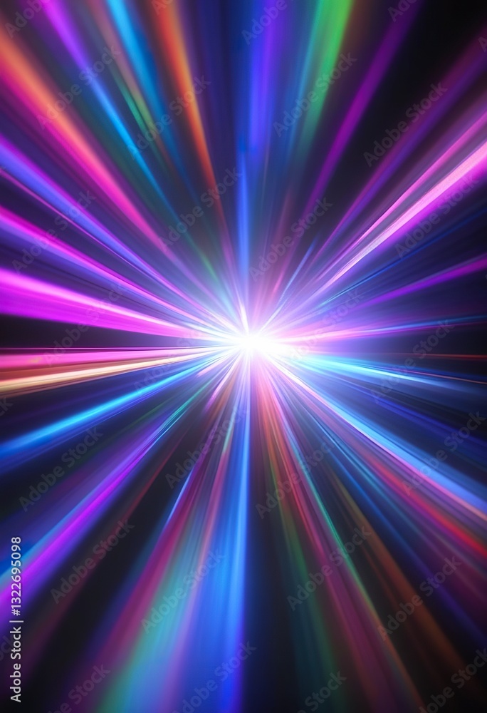 Obraz premium Vibrant Light Rays, Speed, Energy, Neon, Burst, Abstract, Colorful, Star, Galaxy, Motion