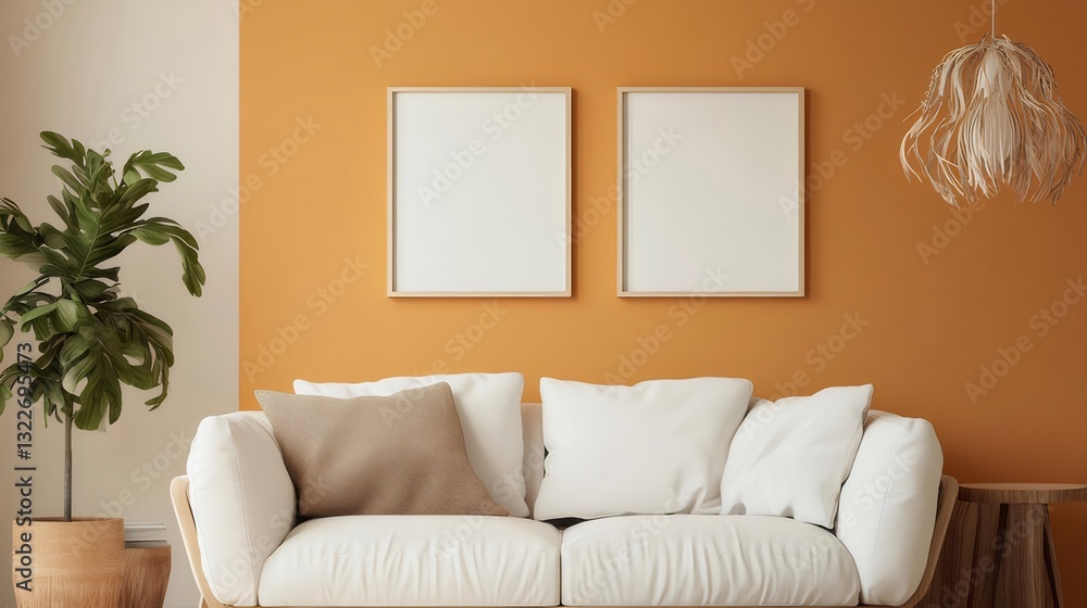 Minimalist Beige Bedroom with Ocean View and Sunlight Minimalist Beige Bedroom with Ocean View and Sunlight