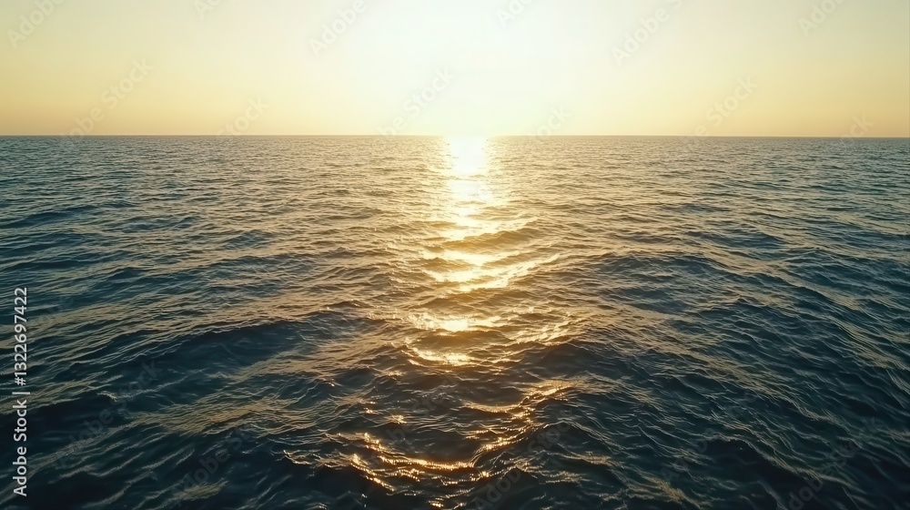 Obraz premium Serene sunset over tranquil ocean waves with gentle colors creating a soothing and peaceful atmosphere