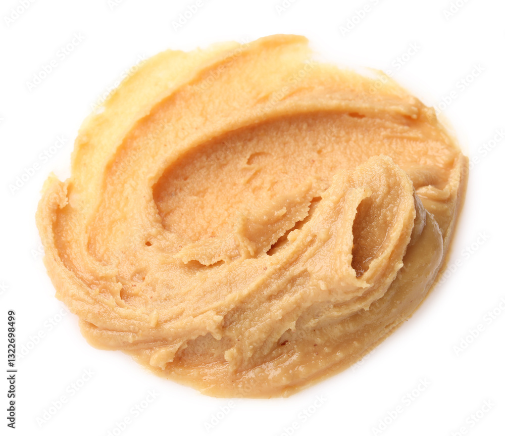 Sample of tasty nut butter isolated on white Sample of tasty nut butter isolated on white