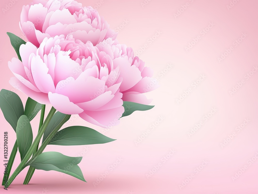 Beautiful pink peonies arranged elegantly against a soft pink background Beautiful pink peonies arranged elegantly against a soft pink background