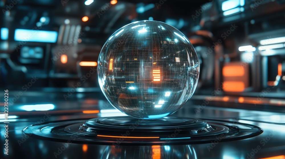 A sleek technology symbol with a transparent, glass-like effect, floating in a futuristic digital environment. A sleek technology symbol with a transparent, glass-like effect, floating in a futuristic digital environment.