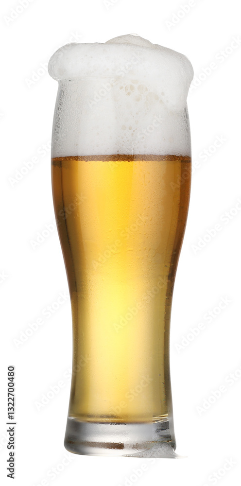 Glass of fresh beer with foam isolated on white Glass of fresh beer with foam isolated on white
