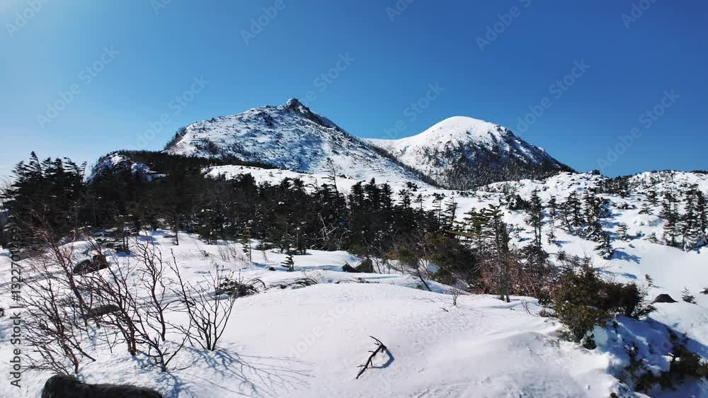 冠雪の八ヶ岳連峰の天狗岳のパノラマ 冠雪の八ヶ岳連峰の天狗岳のパノラマ