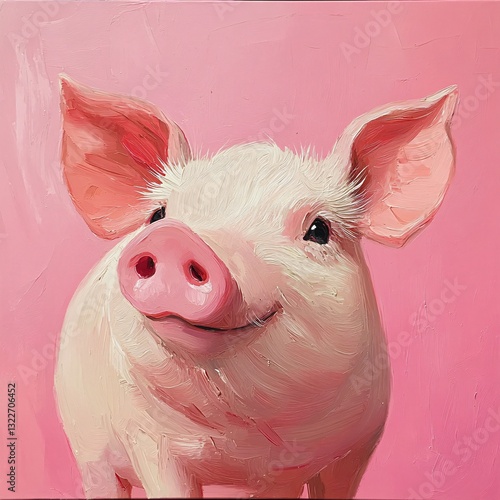 Cute Pink Piggy Bank for Saving Money - Finance and Budgeting Concept