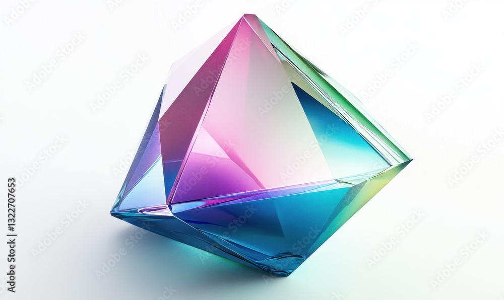 Iridescent glass gem, multifaceted, jewel, crystal, prism. Iridescent glass gem, multifaceted, jewel, crystal, prism.