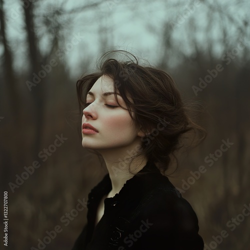 Serene Woman in Forest: A Dreamy Portrait