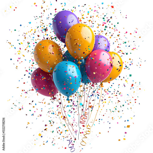 Wallpaper Mural Creative Party Scene with Colorful Balloons, Streamers, and Confetti isolated on transparent background  Torontodigital.ca