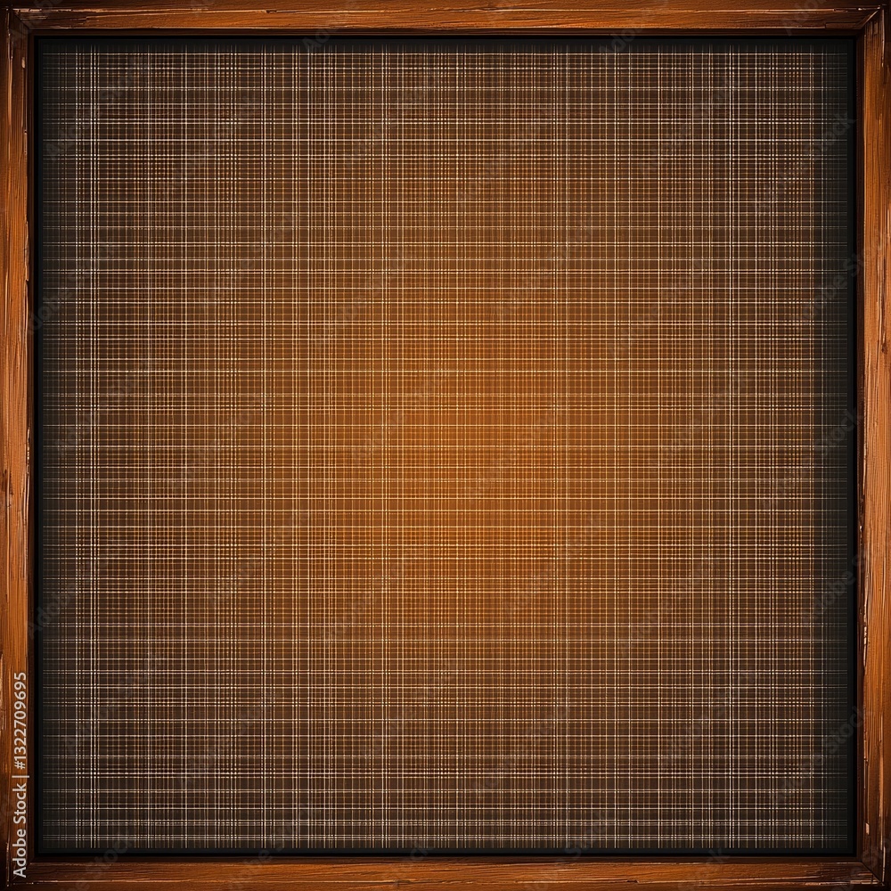 A textured, brown plaid background framed in wood, giving a rustic and warm appearance. A textured, brown plaid background framed in wood, giving a rustic and warm appearance.