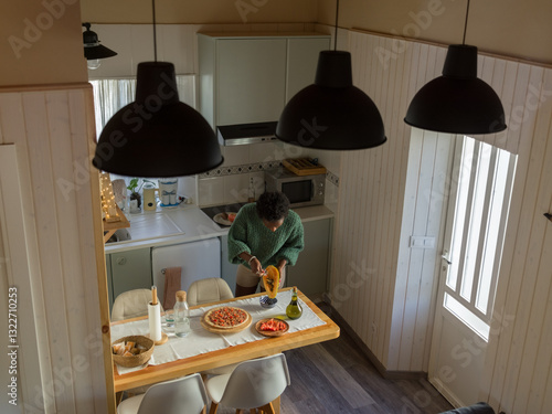  Woman prepare papaya to eat photo