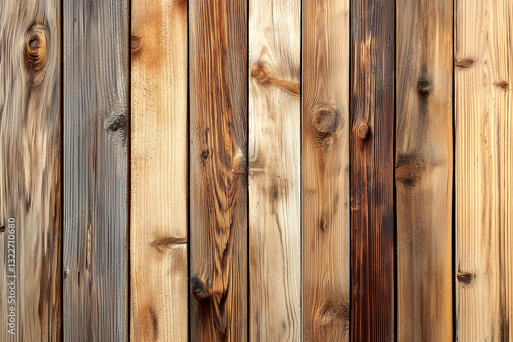 Fototapeta premium Showcases a Series of Vertically Arranged Wooden Planks, Each Displaying Unique